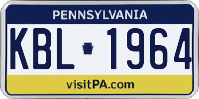 PA license plate KBL1964