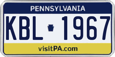 PA license plate KBL1967