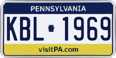 PA license plate KBL1969