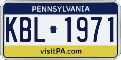 PA license plate KBL1971