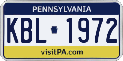 PA license plate KBL1972