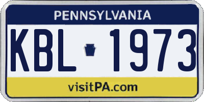 PA license plate KBL1973