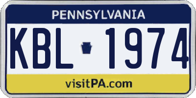 PA license plate KBL1974
