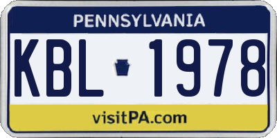 PA license plate KBL1978