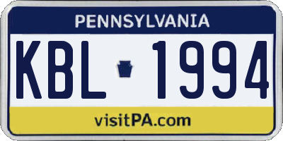 PA license plate KBL1994