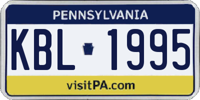 PA license plate KBL1995