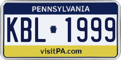 PA license plate KBL1999