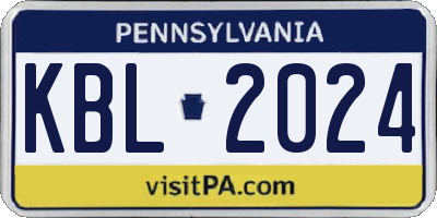 PA license plate KBL2024