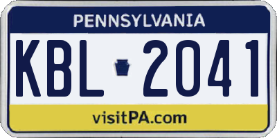 PA license plate KBL2041
