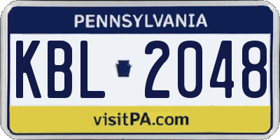 PA license plate KBL2048
