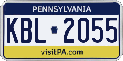 PA license plate KBL2055
