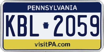 PA license plate KBL2059
