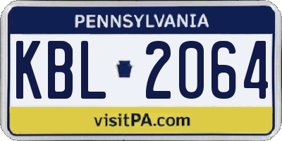 PA license plate KBL2064