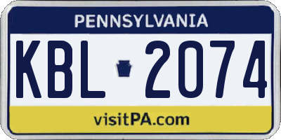PA license plate KBL2074