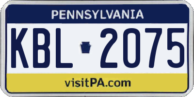 PA license plate KBL2075