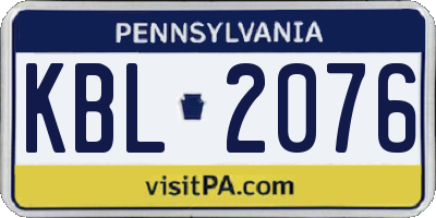 PA license plate KBL2076