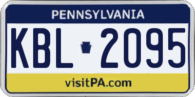 PA license plate KBL2095