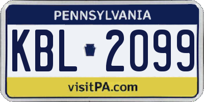 PA license plate KBL2099