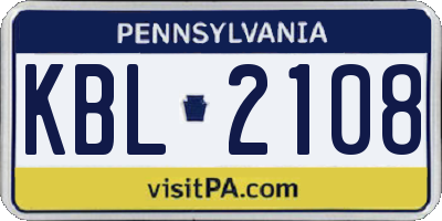 PA license plate KBL2108