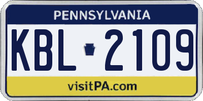 PA license plate KBL2109