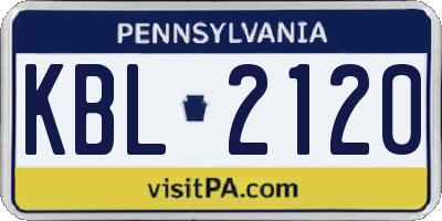 PA license plate KBL2120