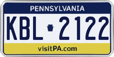 PA license plate KBL2122