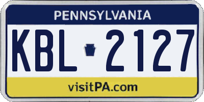 PA license plate KBL2127