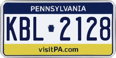 PA license plate KBL2128