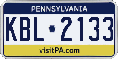 PA license plate KBL2133