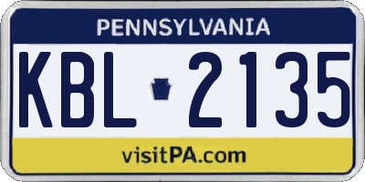 PA license plate KBL2135