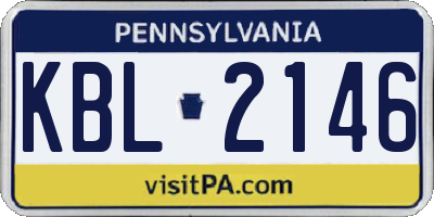 PA license plate KBL2146