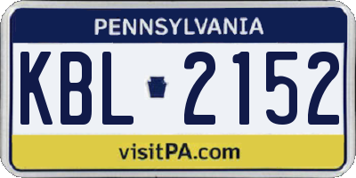 PA license plate KBL2152