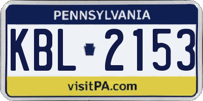 PA license plate KBL2153