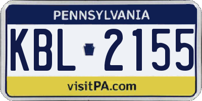 PA license plate KBL2155