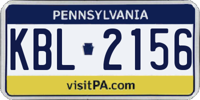 PA license plate KBL2156