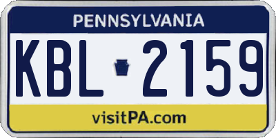 PA license plate KBL2159