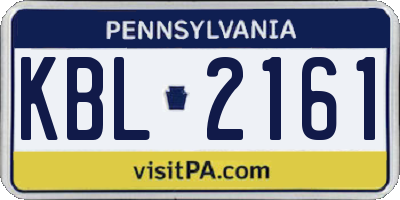 PA license plate KBL2161