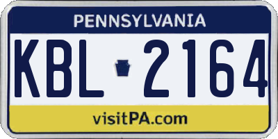 PA license plate KBL2164