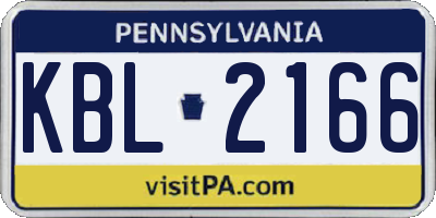 PA license plate KBL2166