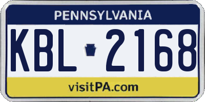 PA license plate KBL2168