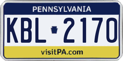 PA license plate KBL2170
