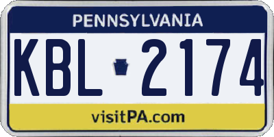 PA license plate KBL2174