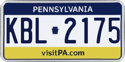 PA license plate KBL2175
