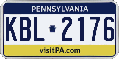 PA license plate KBL2176