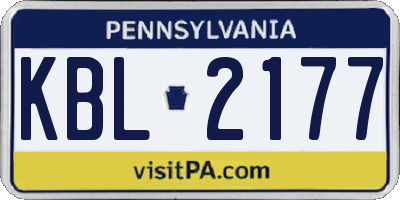 PA license plate KBL2177