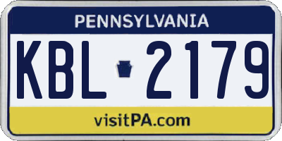 PA license plate KBL2179