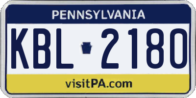 PA license plate KBL2180
