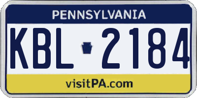 PA license plate KBL2184