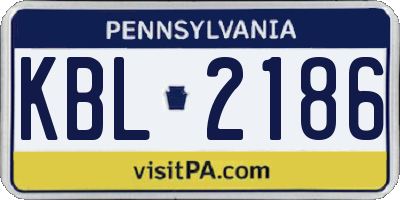 PA license plate KBL2186