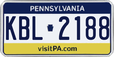 PA license plate KBL2188